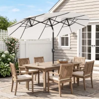 Outsunny 9.7' Double-sided Patio Umbrella with 3 Air Vents, Tilt and Crank, Outdoor Umbrella, White(m-10)