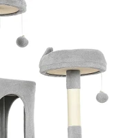 PawHut 76" Large Cat Tree for Indoor Cats with 8 Scratching Posts, 3 Plush Beds, 2 Hammocks, 2 Large Condos, Ramp, Light Grey(m-13)