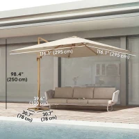 Outsunny 10 FT Patio Cantilever Umbrella, Outdoor Offset Umbrella with 360° Rotation, Outdoor Market Umbrella with Crank and Tilt(m-3)