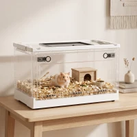 PawHut Hamster Cage, Stackable Gebril Cage with Front Door, Ventilated Small Animal Habitat for Dwarf Hamsters, Gerbils, Mice(m-8)