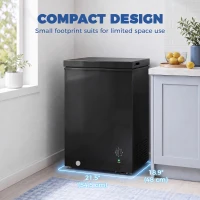 HOMCOM Mini Freezer, 3.5 Cu.Ft Chest Freezer with 7-Setting Adjustable Thermostat, Wire Basket, Quiet Operation, Black(m-5)