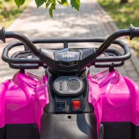 Qaba 12V Ride on ATV, 4 Wheeler for Kids with Dual Motors, Soft Start, Battery Display, Music, Lights for 3-8 Years, Pink(m-8)