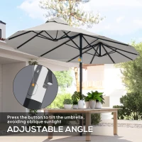Outsunny 9.7' Double-sided Patio Umbrella with 3 Air Vents, Tilt and Crank, Outdoor Umbrella, White(m-4)