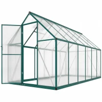Outsunny Polycarbonate Greenhouse with Swing Door and Two Adjustable Roof Vents, Aluminum Walk-in Greenhouse, 11x6 ft, Dark Green(m-1)