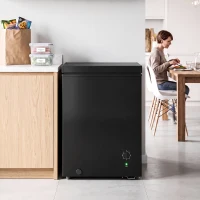 HOMCOM Mini Freezer, 3.5 Cu.Ft Chest Freezer with 7-Setting Adjustable Thermostat, Wire Basket, Quiet Operation, Black(m-8)
