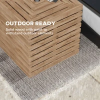 Outsunny 2-in-1 Outdoor Umbrella Base Storage Box, Wooden Patio Coffee Table, Brown(m-7)