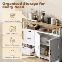 HOMCOM Sideboard Buffet Cabinet with Storage and Charging Station, 48" Farmhouse Kitchen Storage Cabinet with 3 Drawers, White(m-5)