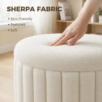 HOMCOM Round Coffee Table with Hidden Storage, Sherpa Fleece Center Table with Dual Reversible Lid for Living Room Cream White(m-6)