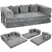 HOMCOM 81" Boneless Couch, 5-in-1 Convertible Sofa Bed with 29.5" Deep Seat, High-Density Foam, No Assembly, Grey(m-13)