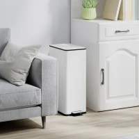 HOMCOM 5.3 gal/20 L Stainless Steel Kitchen Garbage Can with Soft-close Lid, Foot Pedal, Fingerprint-Proof, White(m-8)
