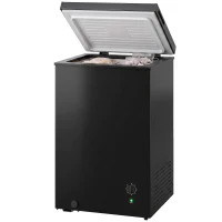HOMCOM Mini Freezer, 3.5 Cu.Ft Chest Freezer with 7-Setting Adjustable Thermostat, Wire Basket, Quiet Operation, Black(m-2)