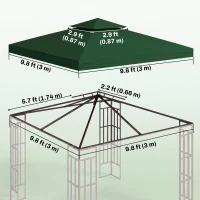 Outsunny 10' x 10' Canopy Replacement 2-Tier Gazebo Canopy Top Cover, Green(m-3)