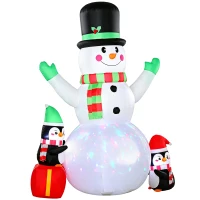 Outsunny Christmas Blow Up Outdoor Decorations, 8FT Christmas Inflatables Snowman with Colorful LED Light for Indoor(m-2)