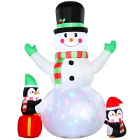 Outsunny Christmas Blow Up Outdoor Decorations, 8FT Christmas Inflatables Snowman with Colorful LED Light for Indoor(m-13)
