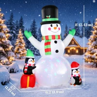 Outsunny Christmas Blow Up Outdoor Decorations, 8FT Christmas Inflatables Snowman with Colorful LED Light for Indoor(m-3)