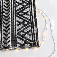Outsunny Outdoor Rug Carpet with USB Lights Reversible Patio Rug with Carry Bag for Camping 12' x 9'(m-10)