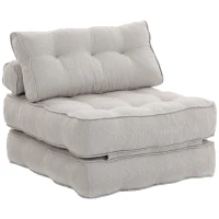 HOMCOM 3-in-1 Folding Sofa Bed, Convertible Sleeper Chair Bed with Thick Cushion, Pillows, Beige Grey(m-2)