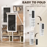 HOMCOM Foldable Convertible Writing Table with Storage Shelves, Bag, Wall-Mounted Space-Saving Computer Desk, White(m-4)