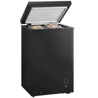 HOMCOM Mini Freezer, 3.5 Cu.Ft Chest Freezer with 7-Setting Adjustable Thermostat, Wire Basket, Quiet Operation, Black(m-13)