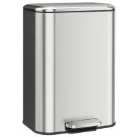 HOMCOM 13.2 Gallon Garbage Can, Slim Stainless Steel Trash Can with Removable PP Inner Bucket, Soft-Close Lid, Silver(m-2)