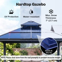 Outsunny 10'x10' Hardtop Patio Gazebo Aluminum Gazebo Deck Canopy with Double Tier Roof, Curtains, Netting Sidewalls, Black & Grey(m-4)