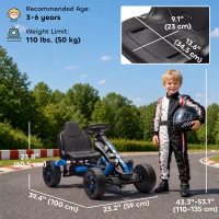 Qaba Kids Pedal Go Kart, Ride on Toy with Automatic Clutch, Brake, Non-Slip EVA Tires for Boys Girls 3-6 Years, Blue(m-3)