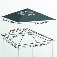 Outsunny 10' x 10' Square Gazebo Canopy Replacement UV Protected Top Cover Sun Shade Charcoal Green(m-3)