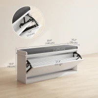 HOMCOM Shoe Storage with Seat, Upholstered Hallway Bench, Shoe Bench with Flip Drawer, Adjustable Shelf for 8-10 Pairs of Shoes(m-3)
