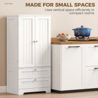 HOMCOM 47" Tall Pantry Cabinet, Farmhouse Kitchen Pantry with 6 Door Racks and 2 Drawers, White(m-5)