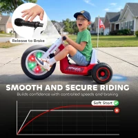Qaba 12V Electric Car for Kids, Electric Ride On Tricycle with Soft Start, Light-Up Wheel, Adjustable Seat for 3-6, Red(m-5)