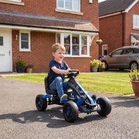 Qaba Kids Pedal Go Kart, Ride on Toy with Automatic Clutch, Brake, Non-Slip EVA Tires for Boys Girls 3-6 Years, Blue(m-8)