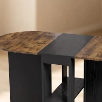 HOMCOM Folding Dining Table, Drop Leaf Table with 2 Shelves for Small Spaces, 120cm, Rustic Brown(m-12)