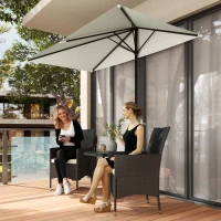 Outsunny 8ft Half Umbrella Outdoor Balcony Parasol Patio Garden Outdoor Window Sun Shade w/ 5 Ribs Beige(m-9)