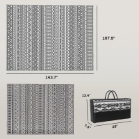 Outsunny Outdoor Rug Carpet with USB Lights Reversible Patio Rug with Carry Bag for Camping 12' x 9'(m-3)