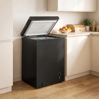 HOMCOM Mini Freezer, 3.5 Cu.Ft Chest Freezer with 7-Setting Adjustable Thermostat, Wire Basket, Quiet Operation, Black(m-1)
