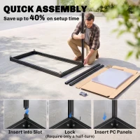 Outsunny Quick Assembly Polycarbonate Greenhouse with 2-Tier Shelves Gardening Green House for Patio Garden, Black(m-4)