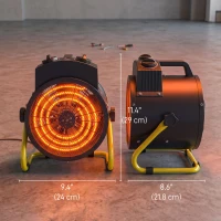 Outsunny Fan Heater with Tilt, 1500W Electric Space Heater with Adjustable Thermostat, Portable Handle for Garage, Workshops(m-3)