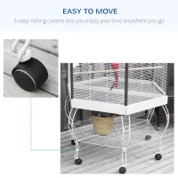 PawHut 77" Flight Bird Cage Hexagon Covered Canopy Portable Aviary With Storage(m-4)