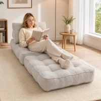 HOMCOM 3-in-1 Folding Sofa Bed, Convertible Sleeper Chair Bed with Thick Cushion, Pillows, Beige Grey(m-1)