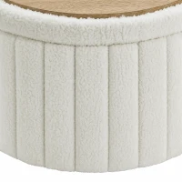 HOMCOM Round Coffee Table with Hidden Storage, Sherpa Fleece Center Table with Dual Reversible Lid for Living Room Cream White(m-9)