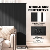 Outsunny Single Panel Room Divider, UV30+ Privacy Screen, Indoor Outdoor Privacy Panel with Stable Base, Black(m-4)