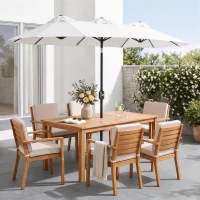 Outsunny 9.7' Double-sided Patio Umbrella with 3 Air Vents, Tilt and Crank, Outdoor Umbrella, White(m-8)