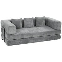 HOMCOM 81" Boneless Couch, 5-in-1 Convertible Sofa Bed with 29.5" Deep Seat, High-Density Foam, No Assembly, Grey(m-2)