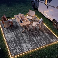 Outsunny Reversible Outdoor Rug Carpet with LED Lights, Carry Bag & Ground Stakes for Backyard, Deck, Picnic, Beach, 10' x 8'(m-10)