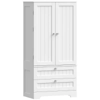 HOMCOM 47" Tall Pantry Cabinet, Farmhouse Kitchen Pantry with 6 Door Racks and 2 Drawers, White(m-2)
