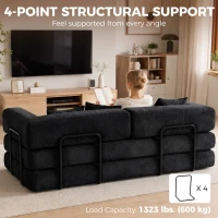 HOMCOM 81" Boneless Couch, 5-in-1 Convertible Sofa Bed with 29.5" Deep Seat, High-Density Foam, No Assembly, Black(m-6)