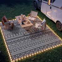Outsunny Outdoor Rug Carpet with USB Lights Reversible Patio Rug with Carry Bag for Camping 10' x 8'(m-10)