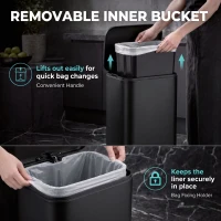HOMCOM 13.2 Gallon Garbage Can, Slim Stainless Steel Trash Can with Removable PP Inner Bucket, Soft-Close Lid, Black(m-5)