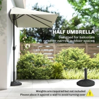 Outsunny 8ft Half Umbrella Outdoor Balcony Parasol Patio Garden Outdoor Window Sun Shade w/ 5 Ribs Beige(m-4)