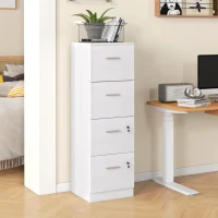 HOMCOM Vertical Filing Cabinet with Lock, 4 Drawer File Cabinet with Adjustable Hanging Bar for A4 and Letter Size, White(m-1)